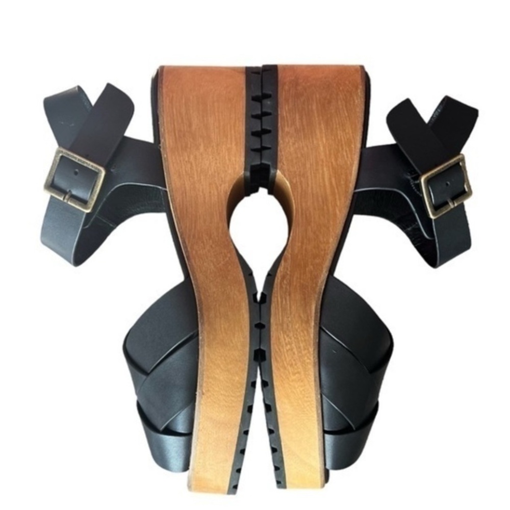 Anthropologie, Kelsey Dagger Webster Black Leather Platform, Clog Sandals - Picture 3 of 10